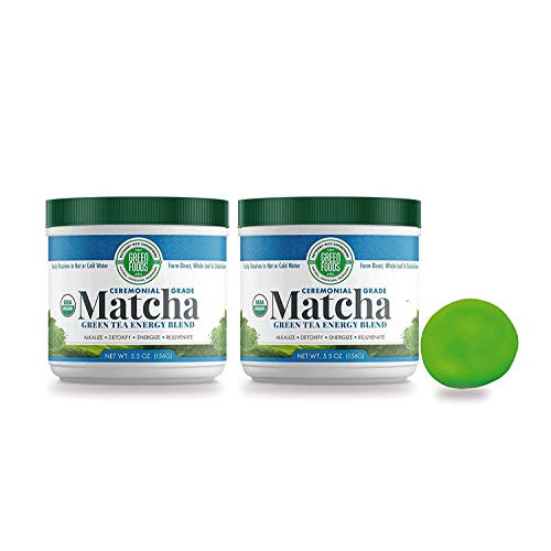 Green Foods Organic Matcha Green Tea Powder - Antioxidants and Energy - 2 pack of 5.5oz, 11 Oz total with 60 Servings + stress ball