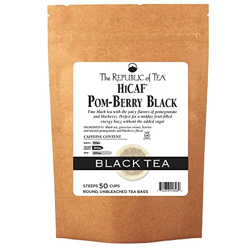 The Republic Tea HiCAF Pom-Berry 매트 50 Bags High Caffeine Pomegranate Blueberry