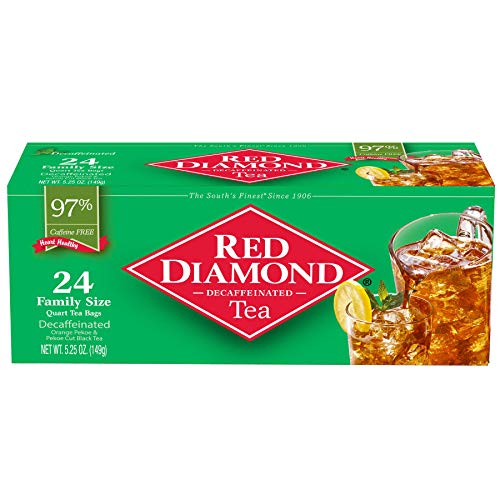 Red Diamond Naturally Decaffeinated Tea Bags Family Quart Size 24 Count팩 6 Makes 144 Quarts