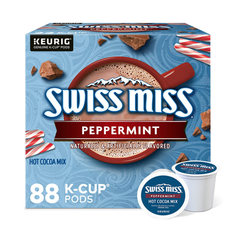Swiss Miss Peppermint Hot Cocoa, Keurig Single-Serve Hot Chocolate K-Cup Pods, 88 Count 캡슐코코아