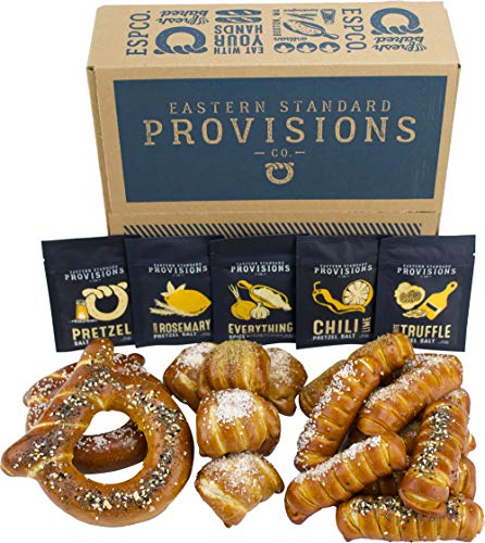 Eastern Standard Provisions Soft Pretzel Gift Box, Freshly Baked Meticulously Crated Artisanal Soft Pretzels, Variety Pack with Gourmet Flavored Salt
