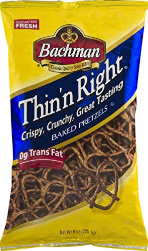 Bachman Thinn Right Baked Pretzels- Crispy, Crunchy, Great Tasting 9 oz. Bags (6 Bags)