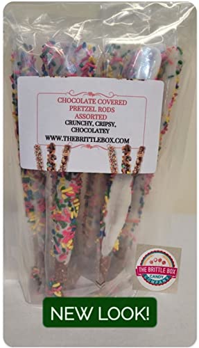 Chocolate Covered Pretzel Rods 16 Pieces and Mini Chooclate Pretzel Twists Sampler Pack