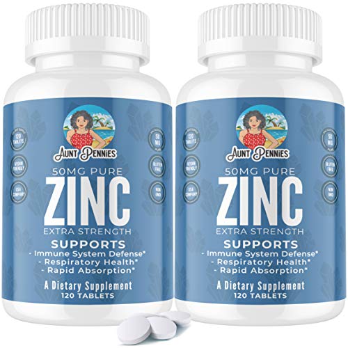 2 Pack Zinc Gluconate 50mg, Potent Immune Support Supplement, Powerful Natural Antioxidant and Immune System Support, Promotes Enzyme Function, Zinc Vitamins for Adults 120 Tablets