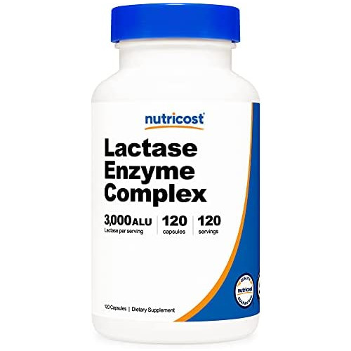 Nutricost Lactase Enzyme Complex 3,000 FCC ALU, 120 Vegetarian Capsules - Non-GMO, Gluten Free, 120 Servings