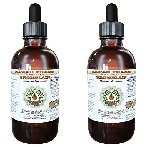 Bromelain Alcohol-Free Liquid Extract, Bromelain (Ananas Comosus) Dried Powder Glycerite Hawaii Pharm Natural Herbal Supplement 2x2 oz