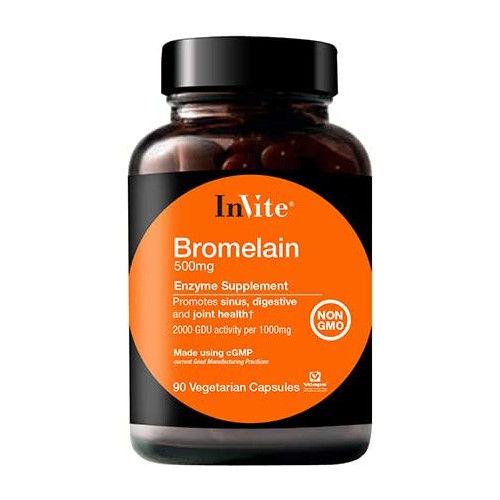 InVite Health Bromelain Supplement, Enzyme Supplement, Promotes Sinus, Digestive, and Joint Health, 90 Vegatarian Capsules (Pack of 1)