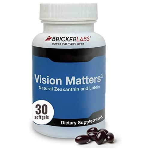 Bricker Labs Vision Matters Vision Supplement, Natural Lutein and Zeaxanthin, Help Protect Vision Health from Aging, UV Rays and Digital Blue Light, 60 Softgels
