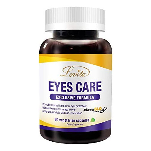 Lovita Eyes Care, Eye Vitamins with FloraGLO Lutein, 10000 mg Equivalent Bilberry, Black Currant & Eyebright, Supports Eye Strain, Dry Eye and Vision Health, 60 Vegetarian Capsules (Pack of 3)