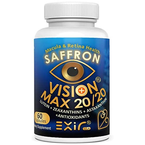 Reduce Eye Strain Vision Macula Health Supplements Max 20/20 Astaxanthin 샤프란 Lutein Meso-Zeaxanthin Zeaxanthins Grape Seed Extract Curcuminoids 30 Capsules