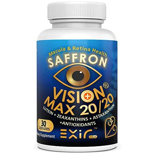 Vision Max 20/20 with Lutein + High Potency Saffron and Other Carotenoids, Supports Vision Macular Health, 30 Capsules