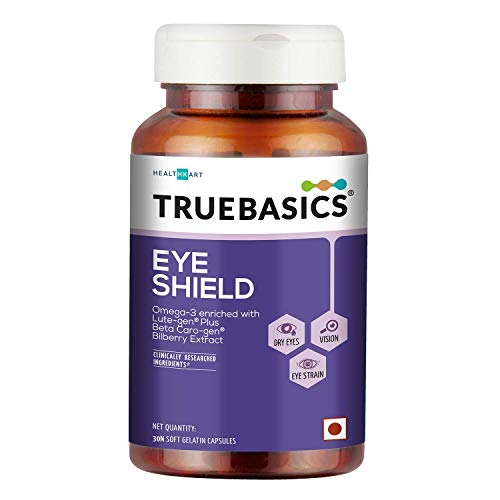 TrueBasics Eye Shield with Lutein, Zeaxanthin & Omega-3 for Dry Eyes, 30 Capsules
