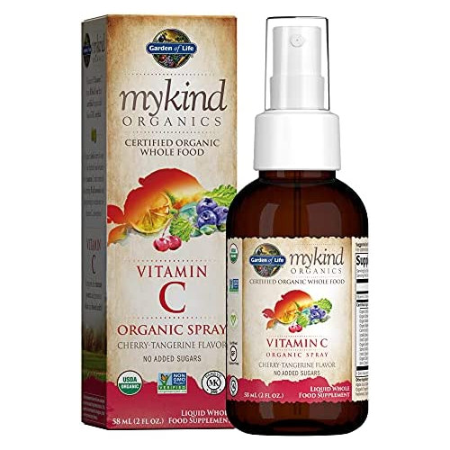 Garden of Life Vitamin C with Amla - mykind Organic C Vitamin Whole Food Supplement for Skin Health, Cherry Tangerine Spray, 2Oz Liquid - Packaging May Vary, 2 Oz