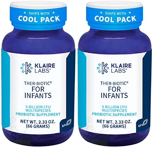 Klaire Labs Ther-Biotic Infant Probiotic Powder - Gut & Immune Support Baby Probiotics Powder - Mix with Breast Milk + Food - Bifidobacterium Infantis & More - Hypoallergenic, Dairy-Free (66g/2 Pack)