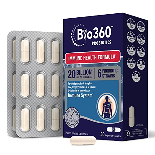 Bio360 Probiotics | Immune Support Formula | Immunity and Digestive Support Probiotic Plus Daily Vitamins Boost for Men & Women | 30 Vegan Supplements