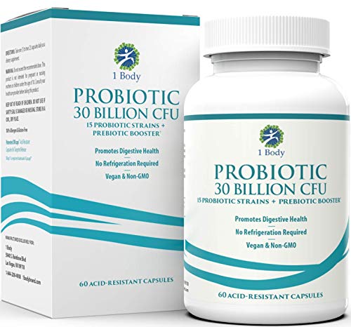 30 Billion CFU Probiotic Supplement with Prebiotics u2013 Patented Acid Resistant Capsules to Promote Gut Health, Support Immune System u2013 Probiotics for Women and Men of All Ages - 60 Vegetarian Capsules