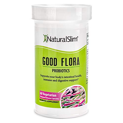 NaturalSlim Good Flora Probiotic Supplement for Men & Women - 7 Powerful Probiotic Strains & Lactobacillus Acidophilus - Supports Digestive & Gut Health - 60 Organic Vegetarian Capsules