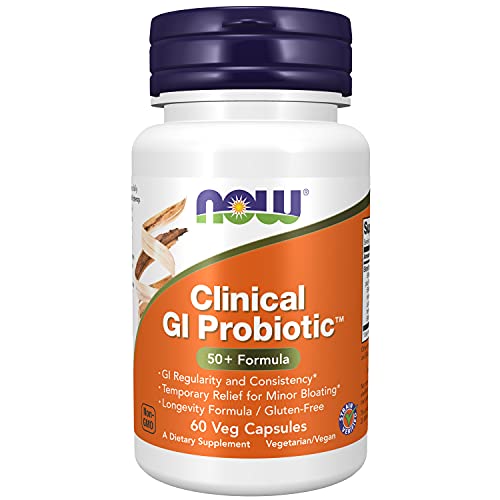 NOW Supplements, Clinical GI Probiotic™, 50+ Formula, Strain Verified, 60 Veg Capsules (packaging may vary)