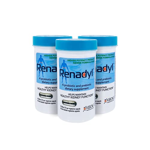 Renadyl™- All-Natural Probiotic Best Kidney Supplement - 3 Bottles, Acid- Resistant Capsules, Vegetarian, Non-GMO, Sugar-Free, Direct from Kibow® Biotech, The Manufacturers of Renadyl™