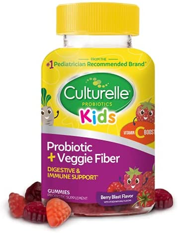 Culturelle Kids Daily Probiotic + Veggie Fiber Gummies, Prebiotic + Probiotic with Vitamin C Boost, Digestive + Immune Support*, Gluten Free, Mixed Berry Flavor, 30 Count