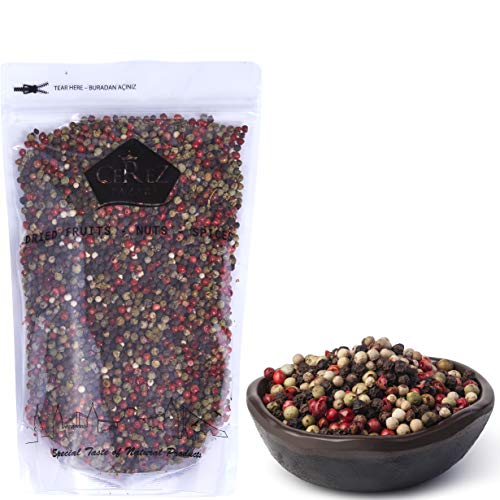 Cerez Pazari Rainbow Peppercorn Blend 11 oz, Whole Black, Pink, Green, White Color Pepper For Grinders Refills