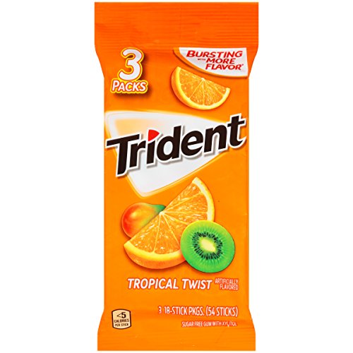 Trident Sugar Free Gum, Tropical Twist (18 Piece, 3 Count)