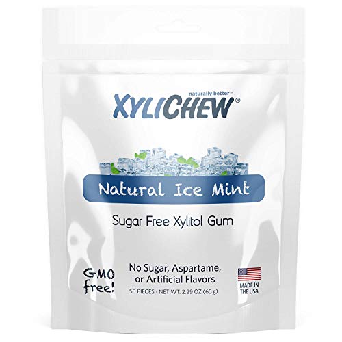 Xylichew 100% Xylitol Chewing Gum - Non GMO, Non Aspartame, Gluten Free, and Sugar Free Gum - Natural Oral Care, Relieves Bad Breath and Dry Mouth - Ice Mint, 288 Count
