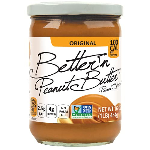 Pack of 2, Bettern Peanut Butter,Peanut Spread Original Low Fat and Gluten Free, 16ounces