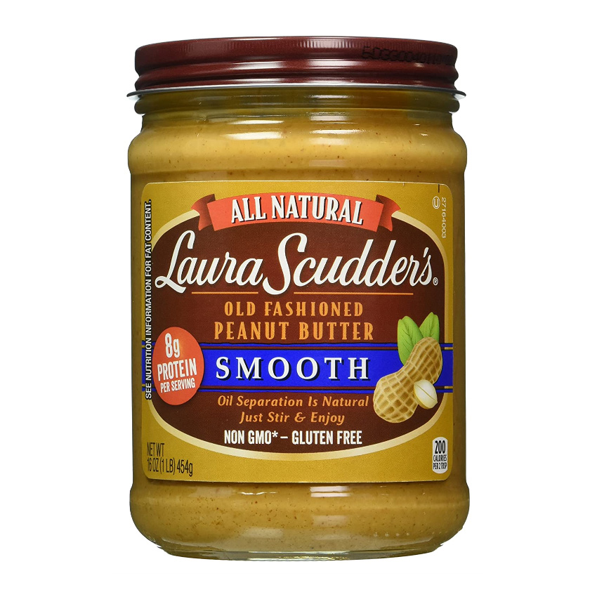 Laura Scudders Old Fashioned Smooth Peanut Butter, 16-Ounce  (Pack of 6)