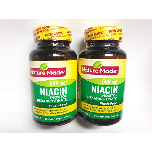 Nature Made Flush-Free Niacin (B3) 500 mg. 60 Softgels (Pack of 2)