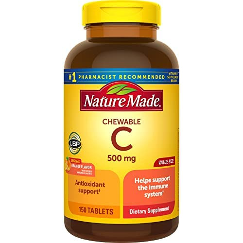 Nature Made Extra Strength Dosage Chewable Vitamin C 1000 mg per serving, Dietary Supplement for Immune Support, 90 Tablets, 45 Day Supply