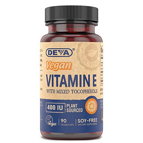 Deva Vegan Vitamins Vegan Natural Vitamin E with mixed tocopherols Veg Capsules - 90 Ea