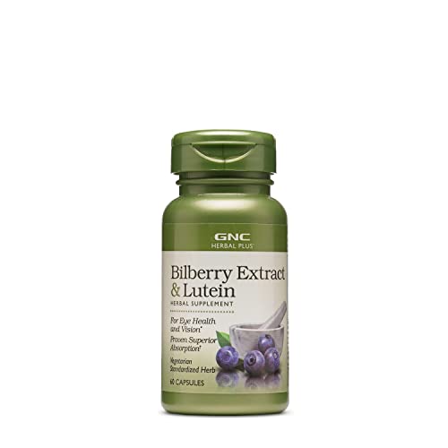 GNC Herbal Plus Bilberry Extract and Lutein, 60 Capsules, Herbs, Provides Eye Health and Vision Support