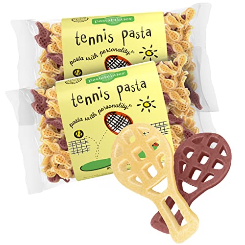 Pastabilities Tennis Pasta, Fun Shaped Tennis Racket Noodles for Kids, Non-GMO Natural Wheat Pasta 14 oz (2 Pack)