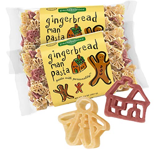 Pastabilities Gingerbread Man Pasta, Fun Shaped Gingerbread & House Noodles for Kids and Holidays, Non-GMO Natural Wheat Pasta 14 oz (2 Pack)