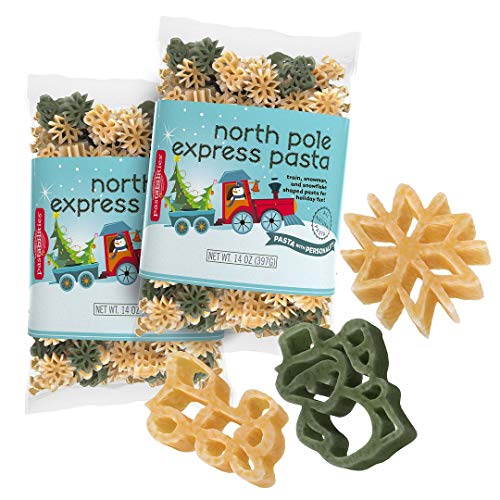 Pastabilities North Pole Express Pasta, Fun Shaped Snowman Snowflake & Train Noodles for Kids and Holidays, Non-GMO Natural Wheat Pasta 14 oz (2 Pack)