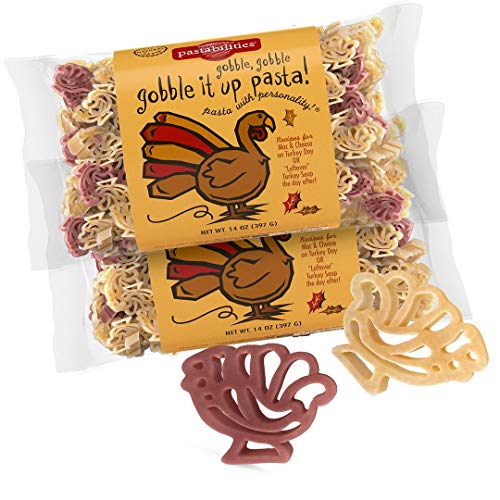 Pastabilities Gobble Turkey Pasta, Fun Shaped Turkey Noodles for Kids and Holidays, Non-GMO Natural Wheat Pasta 14 oz (2 Pack)