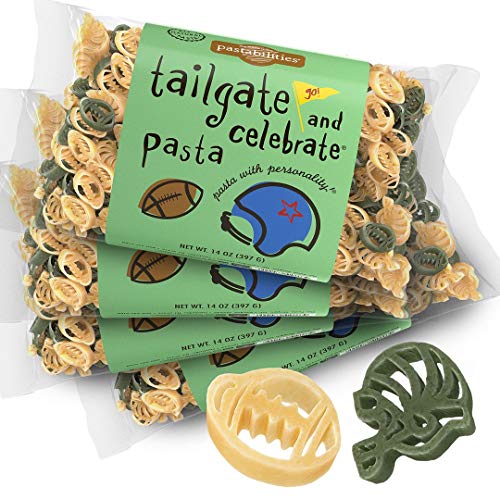 Pastabilities Tailgate Pasta, Fun Shaped Football & Helmet Noodles for Kids, Non-GMO Natural Wheat Pasta 14 oz (4 Pack)