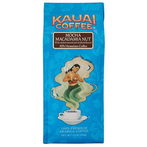 카우아이 하와이안 그라운드 커피 모카 마카다미아 견과류 향 100% 아라비카 볼드 리치 블렌드 10온스