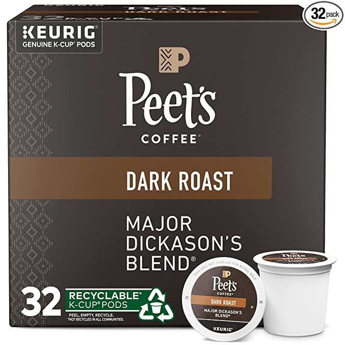 Peet s Coffee Keurig Brewers용 다크 로스트 K-Cup 포드 - 메이저 디카슨 블렌드 32 카운트 1박스