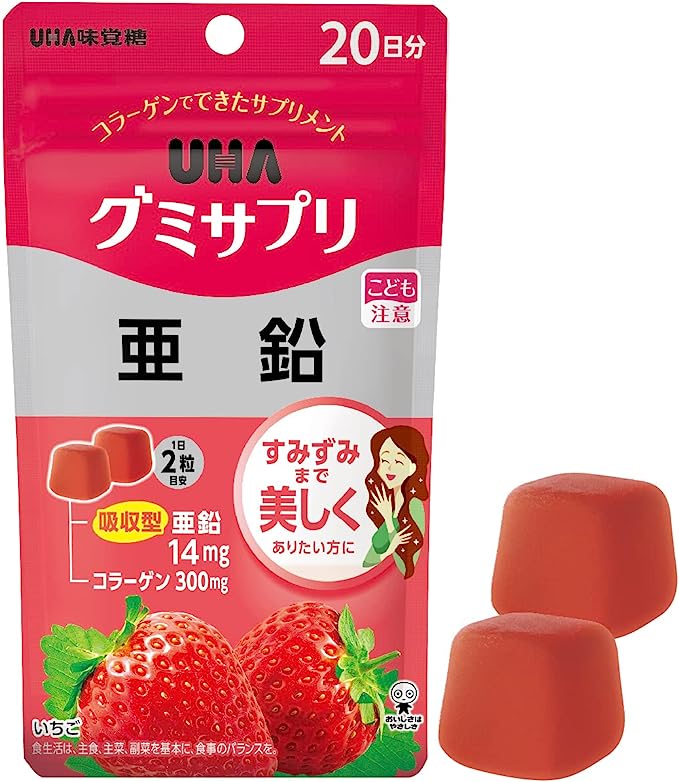 UHA 미각당 구미보조식품 아연 20일분 (40알) 딸기맛