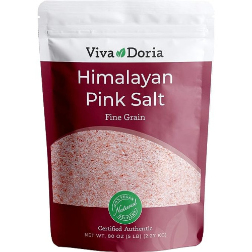 비바 도리아 히말라야 핑크 소금, 고운 곡물, 인증된 정품, 5파운드(2.27kg)