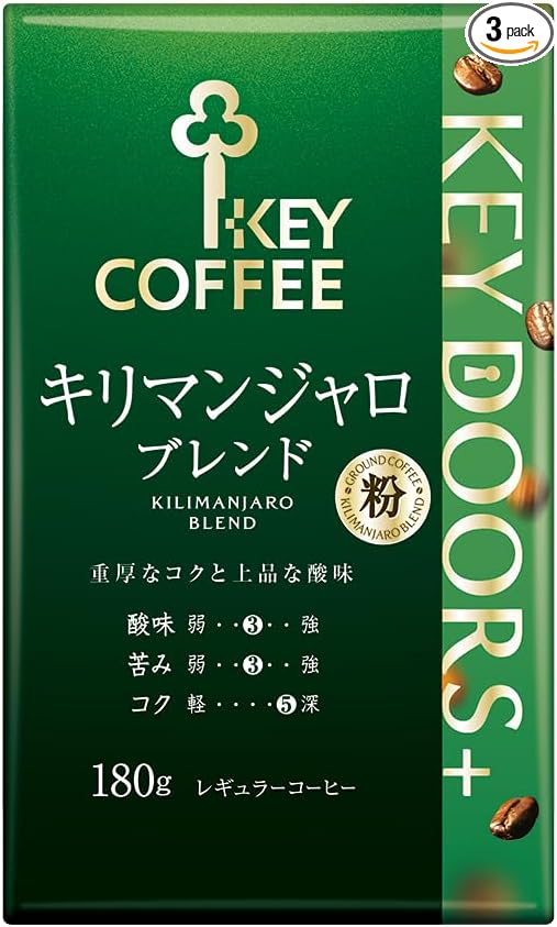 키 커피 KEY DOORS+ 킬리만자로 블렌드 가루(VP) 180g×3개