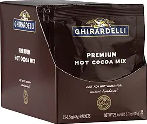 핫초코 Ghirardelli Premium Hot Cocoa Envelopes, Rich chocolate, 22.7 Ounce (Pack of 15)