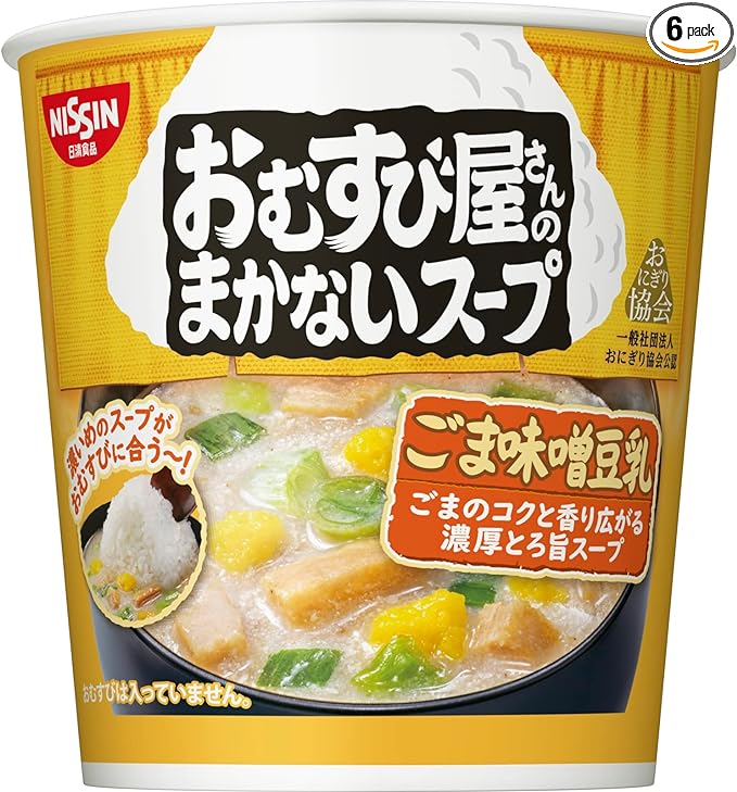 닛신식품 주먹밥집의 뿌리지 않는 국물 깨된장 두유 인스턴트 수프 13g×6개